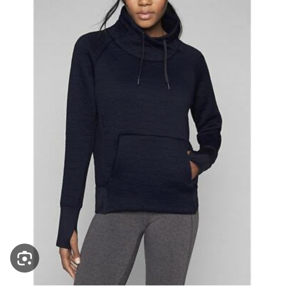 Athleta Jaquerd Elevation Pullover Black Sweatshirt Size L - like new